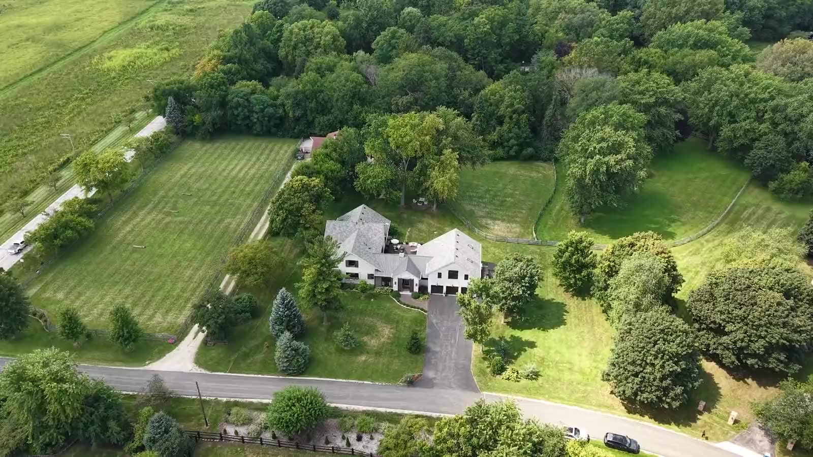 Aerial of an equestrian estate in Wayne, IL
